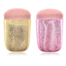 Private Label 2020 Newest Glitter Single Makeup Brush Grinding Gold Flat Head Brush Multi-Purpose Face Makeup Brush